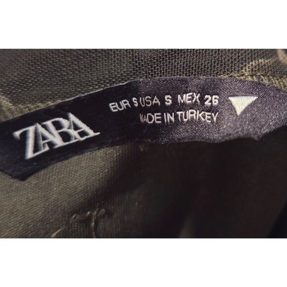 ZARA Ruched Mesh Strapless Mini Dress S Green Marble Camo Y2K Clubwear - Picture 6 of 7